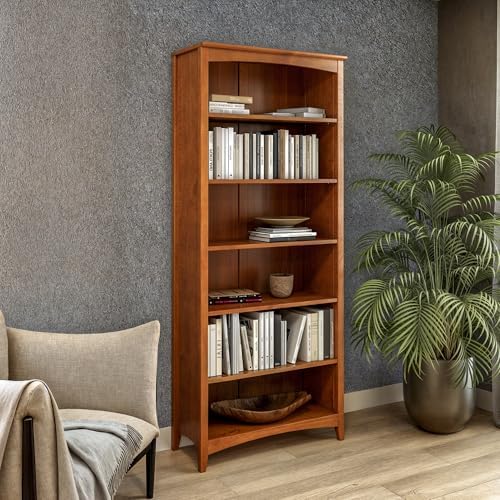Camaflexi Shaker Style 6 Shelf Bookcase / Solid Wood / 72 inch Tall / Adjusta...