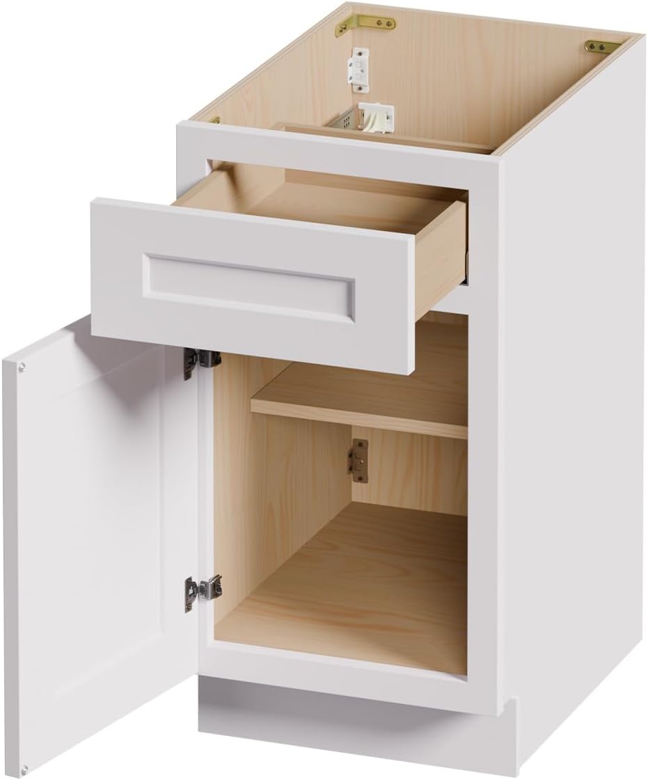 Kitchen Base Cabinets with Drawers, 18" Wide 24 Inch Deep RTA Storage Ca...