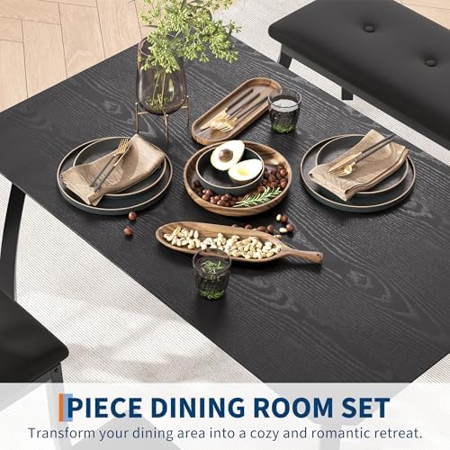 IDEALHOUSE 43'' Dining Table Set for 4, Wooden Kitchen Table with Uph...