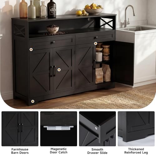 Lahomie 47" Sideboard Buffet Storage Cabinet, Coffee Bar Cabinet,Dark Brown