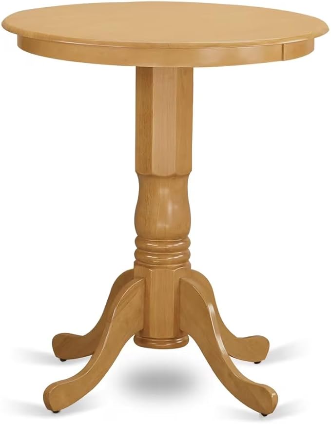 East West Furniture ESNF3-OAK-W 3 Piece Dining Set Contains a Round Dining Table with Pedestal and 2 Kitchen Chairs, 30x30 Inch, Oak