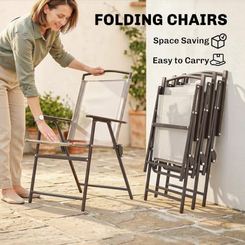 Outsunny 6 Piece Patio Dining Set for 4 with Umbrella, Beige