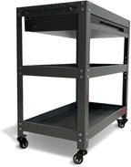 Metal 3 Tier Rolling Tool Cart with Drawer, Steel Utility Cart on Wheels, for Warehouse Garage Workshop