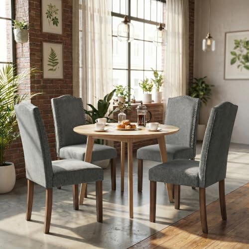 Upholstered Dining Chair Modern Stylish Kitchen Diner Fabric Set of 6