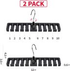 DIOMMELL 2 PCS Belts Rack, Storage Organizer, Hanger, Holder - Closet tie Racks Hangers Sturdy for Men Women, Black