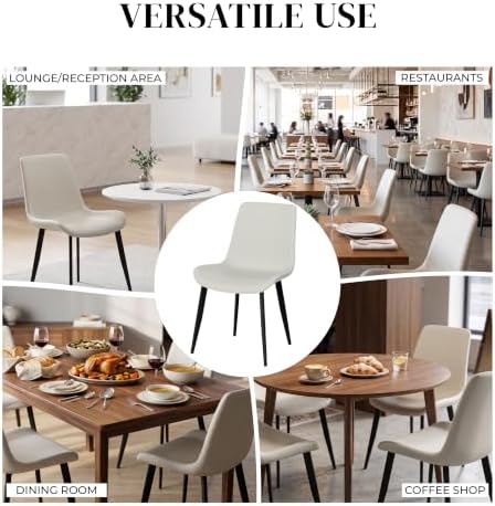 Dining Chairs, Modern PU Leather Dining Room Chair with Sturdy Metal Legs, Up...
