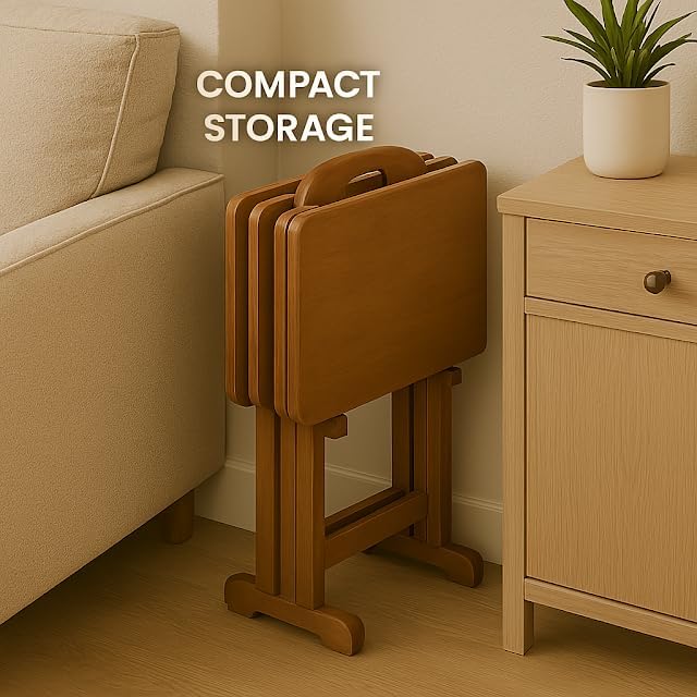 Ergode Folding TV Tray Set of 5 - Durable Small Folding Tables, X-Frame Desig...