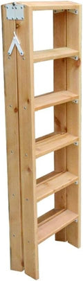 Portable Wood Step Ladders 6 Step Lightweight Folding Ladder Shelf Multi Purpose Stepladder Tread Step Stool for Home Loft Library,Max. 350kg Capacity