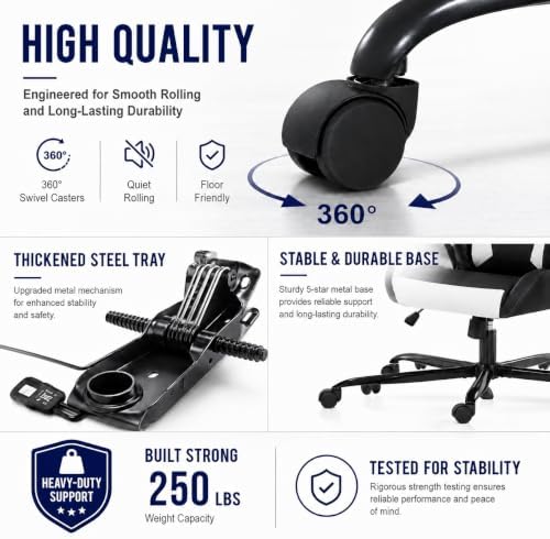 BestOffice High-Back Gaming Chair PC Office Chair Computer Racing Chair PU De...