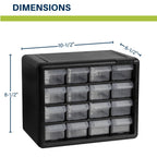 Akro-Mils 16-Drawer Plastic Drawer Storage Cabinet for Garage Organization, Beads, Makeup Organizer, Building Bricks Storage, Teacher Toolbox, 10-1/2-Inch W x 6-1/2-Inch D x 8-1/2-Inch H, 10116 White