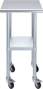 AmGood 20" Long x 20" Deep Stainless Steel Table with Casters