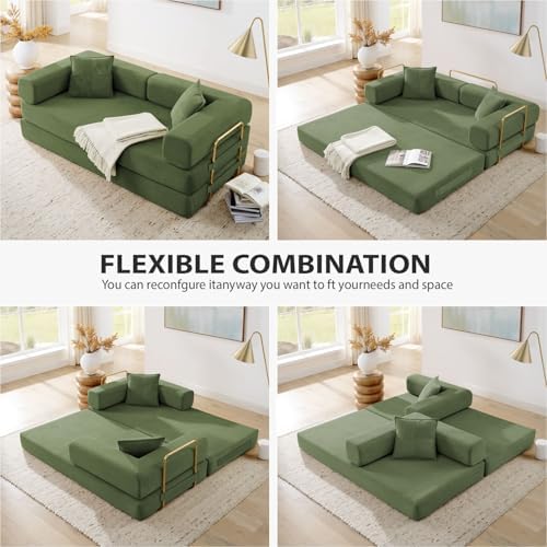 4-in-1 Folding Convertible Sofa Bed, 78 Inch Oversized Corduroy Upholstered C...