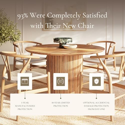 POLY & BARK Weave Dining Chair – Mid-Century Modern Wishbone Dining Chair...