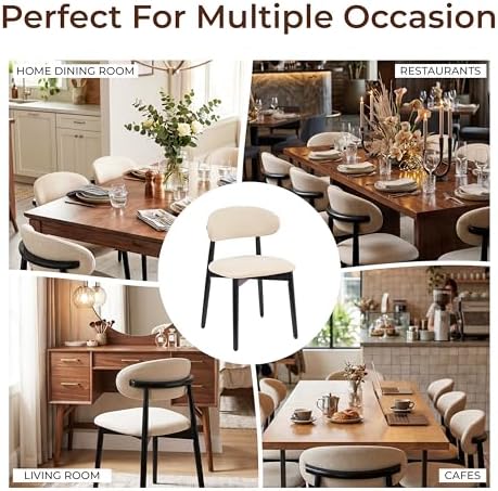 Wooden Dining Chairs Set of 2, Modern Farmhouse Linen Fabric Upholstered Kitc...