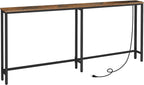 HOOBRO 70.9" Narrow Console Table with Charging Station, 5.9" Slim Sofa Table Behind Couch, 2 AC Outlets & USB-C Ports, Long Entryway Tables, for Hallway, Livingroom, Rustic Brown BF185UXG01G1