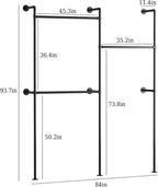 Industrial Pipe Clothing Rack Wall Mount, Black Pipe Clothes Rack with 3 Hanging Rods, Heavy Duty Pipe Clothing Rack for Laundry Room, Closet Systems for Walk in Closets