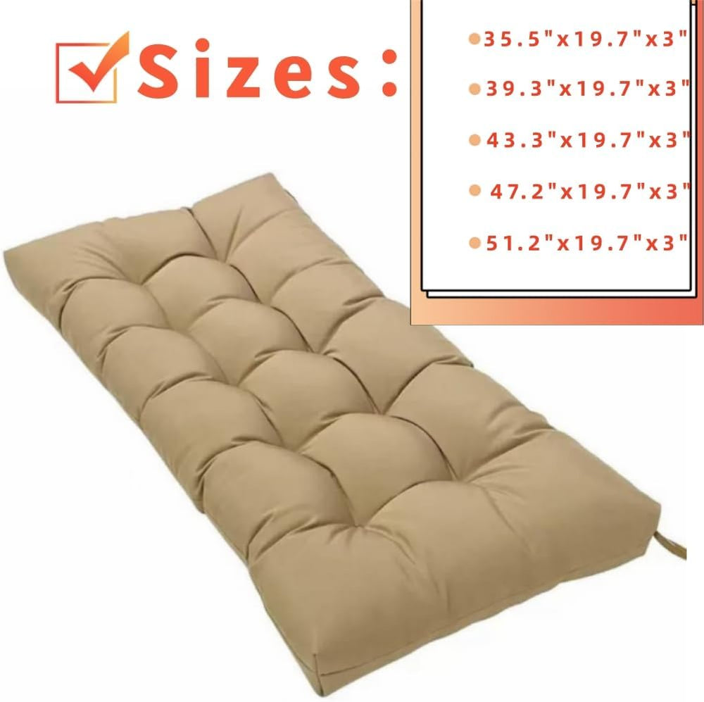 Waterproof Indoor/Outdoor Bench Cushion, Garden Loveseat Cushion, Swing Seat ...