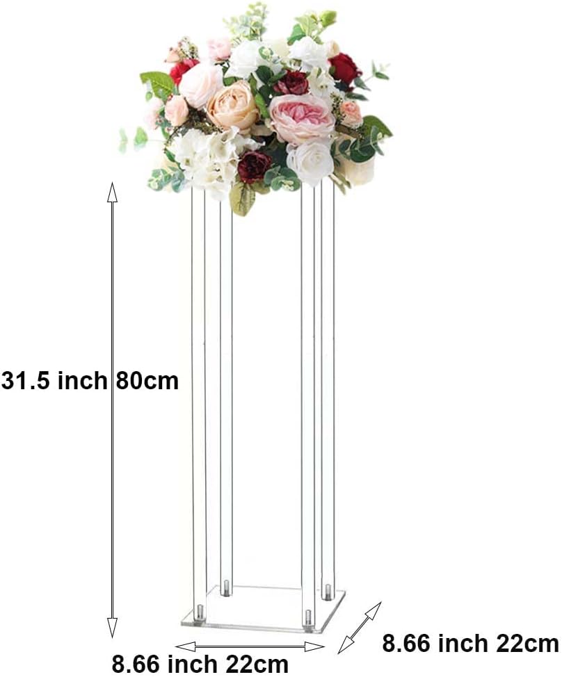 31.5inch 10 Set Acrylic Flower Vase Column Stand Wedding Flower vase Wedding Centerpieces for Tables