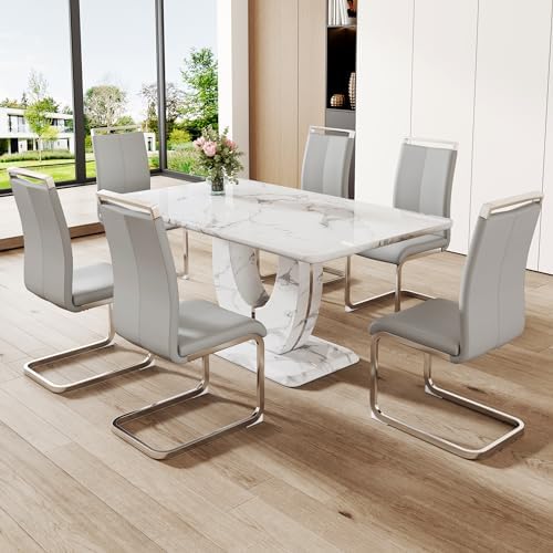 Dining Table Set for 6, Kitchen Table Chairs Set of 6, Modern Dining Room Set...