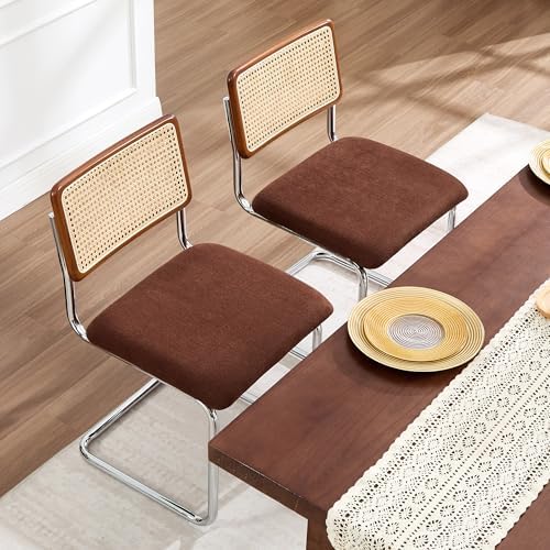 Zesthouse Natural Rattan Dining Chairs Set of 2, Modern Cesca Kitchen Chair