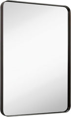 Hamilton Hills 24x36 Inch Metal Black Frame Mirror for Bathroom - Brushed Rectangular Rounded Corner Vanity - 2" Deep Set Design Large Wall Mirrors Decorative - Hangs Horizontal and Vertical