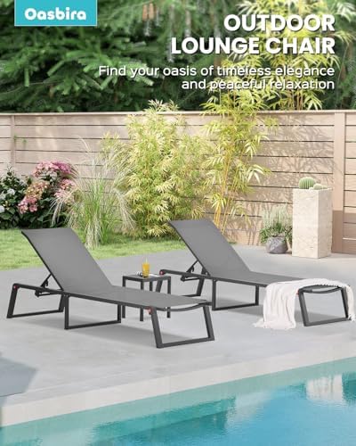 Aluminum Chaise Lounge Chair Outdoor, Foldable& No Assembly Patio Pool Lo...