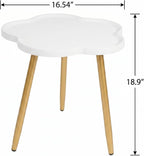 danpinera Round Side Table, Metal Legged Accent Table with Wooden Tray, Flower Tray Small Round End Table for Living Room, Bedroom, Nursery White & Gold