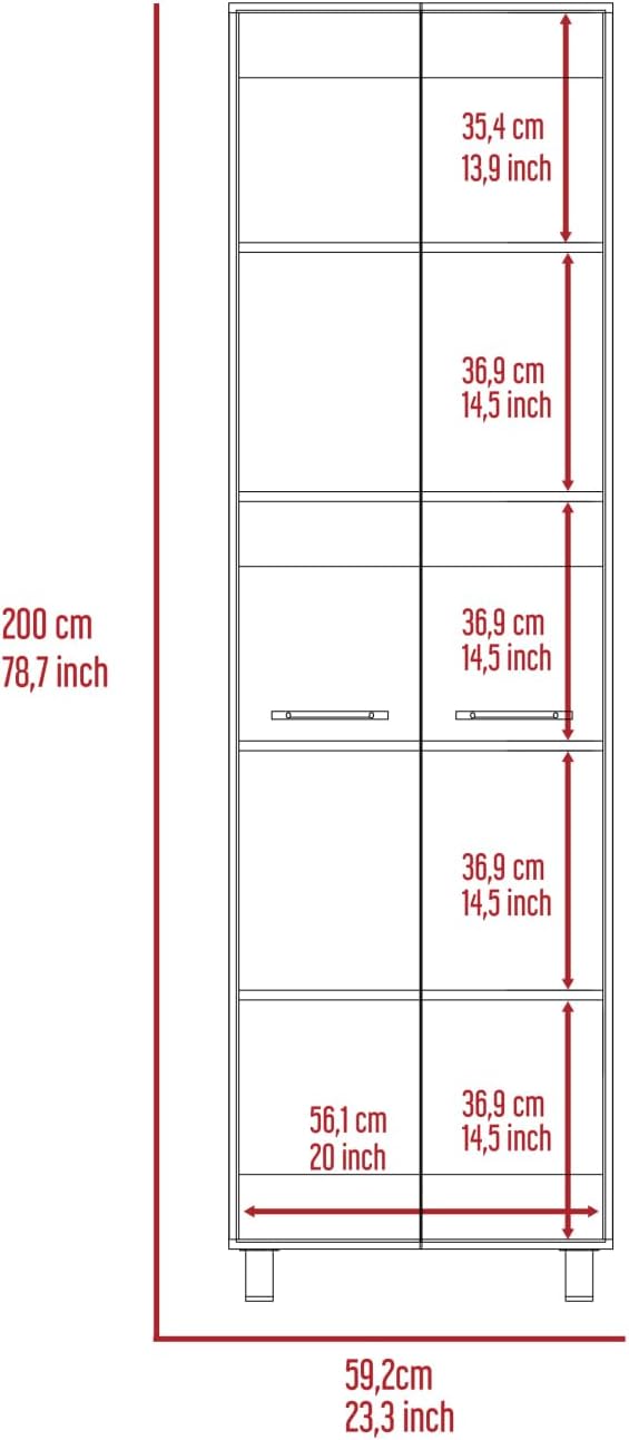 Baleare Pantry Cabinet, Ample Storage, 5 Shelves, White