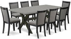 East West Furniture X697MZ650-9 9 Piece Dining Room Set Includes a Rectangle Dining Table with X-Legs and 8 Dark Gotham Grey Linen Fabric Upholstered Chairs, 40x72 Inch, Multi-Color