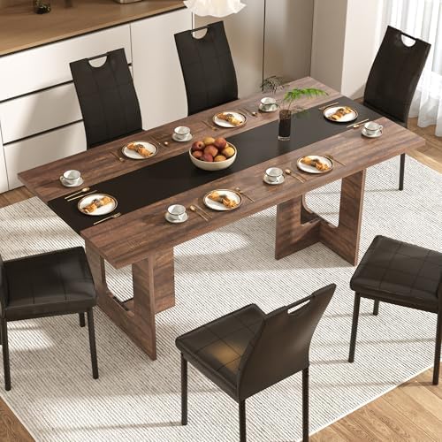 St.Mandyu 7 Pieces Dining Table & Chairs Set for 4-8 People, 71 Inch Kitc...