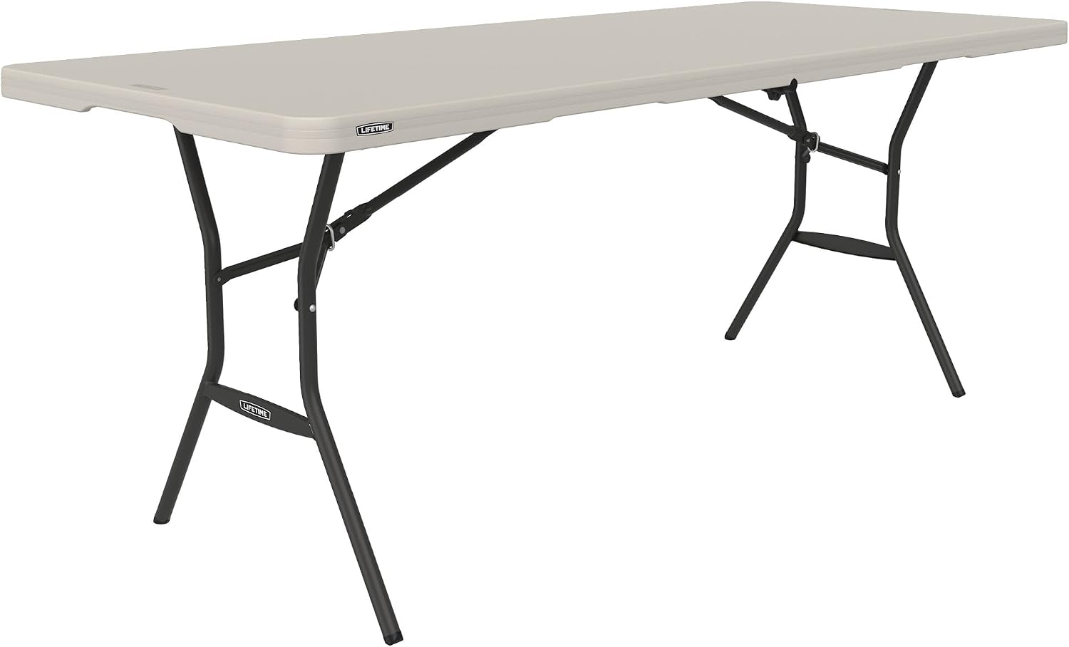LIFETIME 6-Foot Fold-in-Half Table, Light Commercial Folding Table, Almond