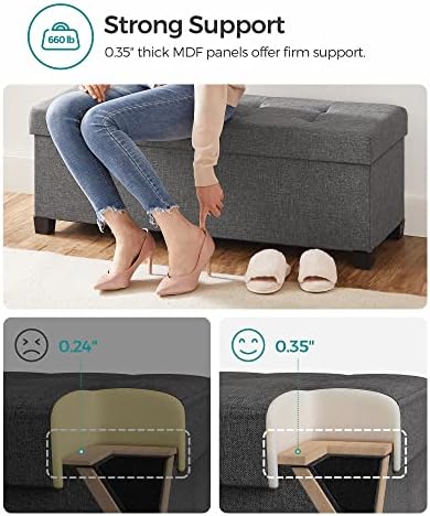 SONGMICS Storage Ottoman Bench, Foldable Foot Rest with Legs | End of Bed Ben...