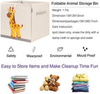 Foldable Animal Cube Storage Bins Fabric Toy Box/Chest/Organizer for Kids Nursery, 13 inch (Elegant Giraffe)