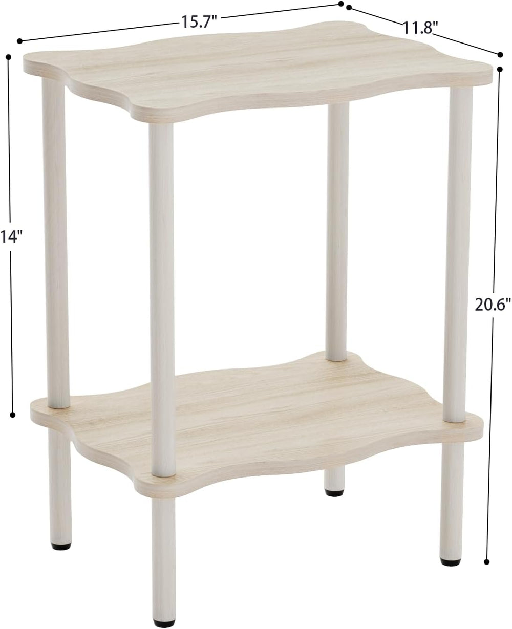 THUMEYE 2-Tier Side Table 20.6”H, Space-Saving Small Nightstand with Solid Wo...