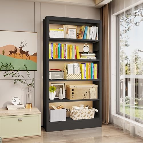 Heavy Duty Metal Bookshelf, 71” Tall 5-Tier Bookcase, Thickened 300LB Capacit...