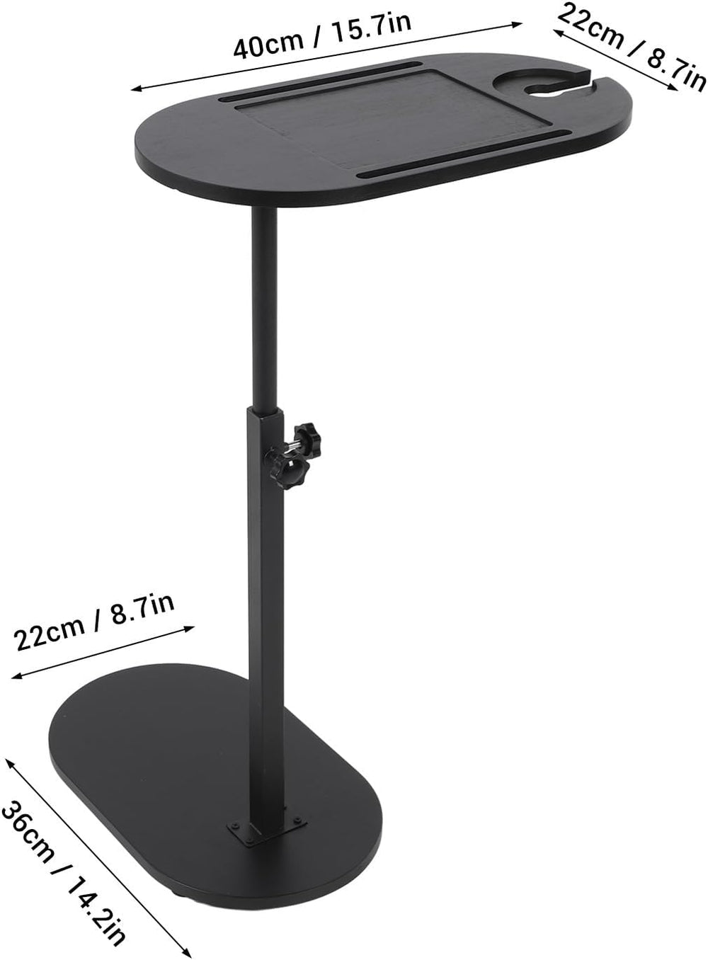 TOPINCN Small C-Shaped Side Table, Black, 40 x 22 x 32.2 Inches, Modern End T...