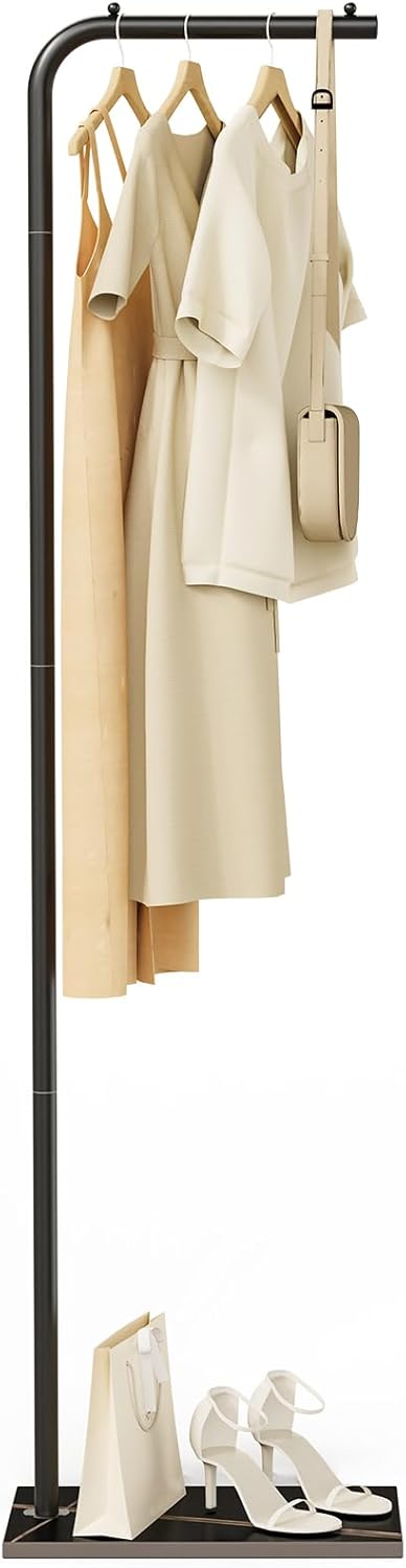 Metal Coat Rack Freestanding, Stable Clothing Rack with Rock Base, Coat Tree Suitable for Bedroom, Hallway, Office, 70.8 Inches High, Black