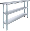 AmGood Stainless Steel Work Table with 2 Shelves | NSF | Metal Utility Table (60" Long x 14" Deep)