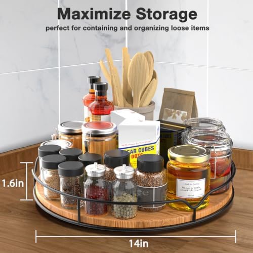 Lazy Susan Turntable Organizer for Cabinet Pantry Kitchen Countertop Computer Cupboard, 14 inch