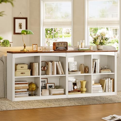 UPOSOJA 63’’ Extra Long 8 Cube Storage Organizer Bookcase,Long Bookshelf, Cub...
