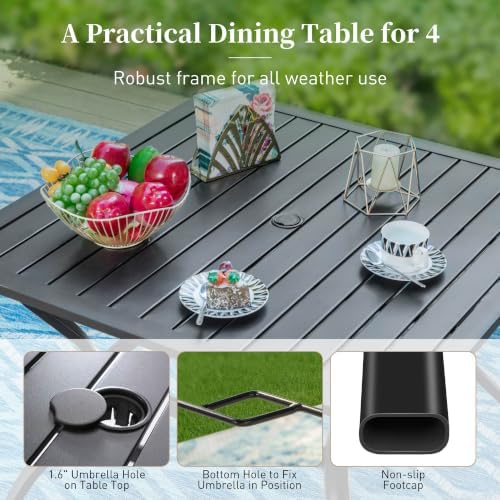 SUNSHINE VALLEY 5pc Patio Dining Set, 37" Square Table & 4 Brown Chairs