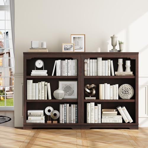 HIFYOBRO 3 Tier Sturdy Bookshelf, 42" Tall Wooden Bookcase, Cherry