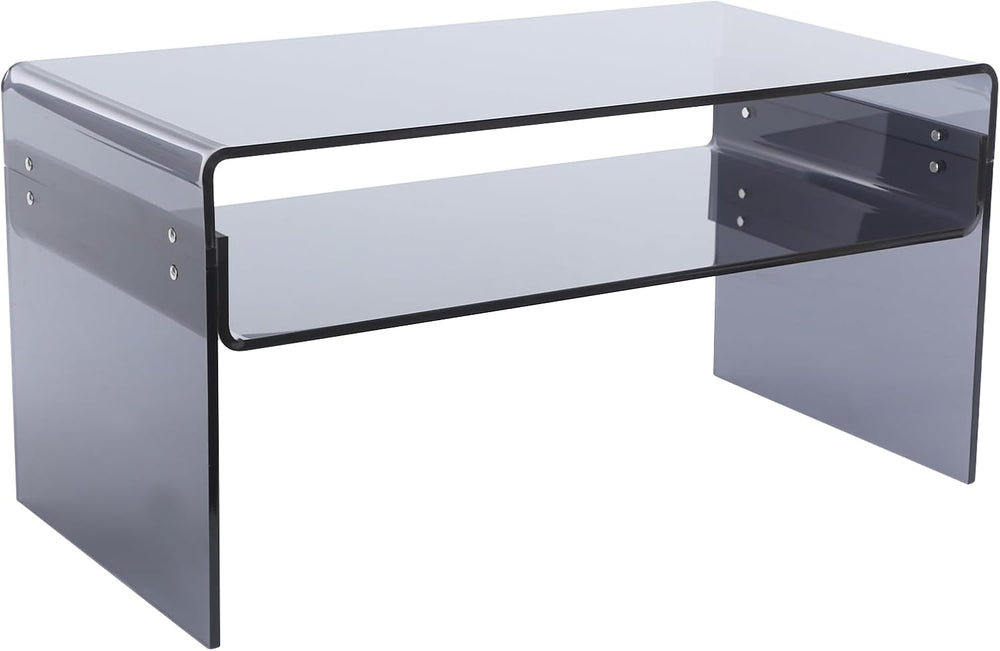 Acrylic Side Table 2-Tier - Modern Rectangular Open Storage Coffee Table, Cle...