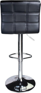 Leopard Modern Square PU Leather Adjustable Bar Stools with Back, Squre Back Bartool, Counter Height Swivel Stool, 1 Chair (Black)