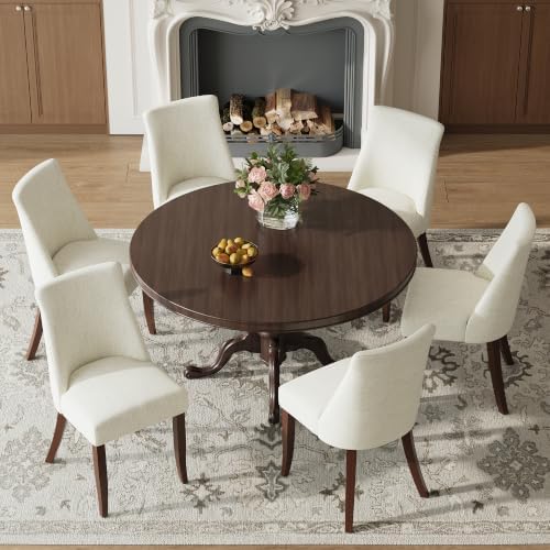 COLAMY Upholstered Mid Century Dining Chairs Set of 6, Beige