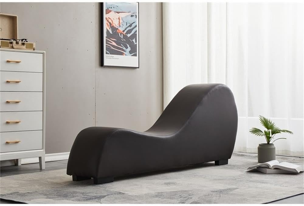 Kolar Faux Leather Yoga Chaise Lounge Chair, Relaxation, Streching, in Brown