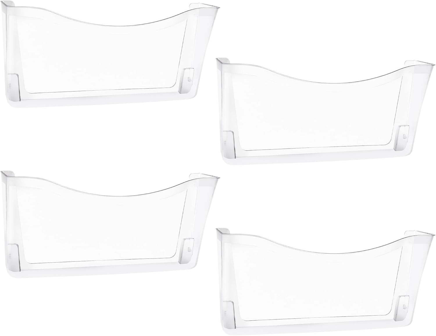 EASEPRES 4 Pack Clear Single Pocket Hanging File Organizer, Plastic Wall Mount Paper Mails Magazines Holder, Mounted Folder Bins for Office, School and Home, 13.85x3.14x6.88 inches