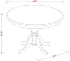 East West Furniture HLIP5-LWH-W 5 Piece Kitchen Table Set for 4 Includes a Round Dining Table with Pedestal and 4 Dining Room Chairs, 42x42 Inch, Linen White
