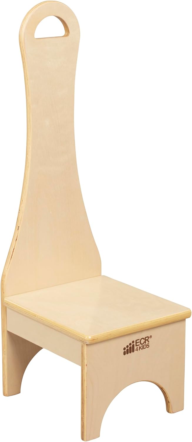 ECR4Kids Step Stool with Long Handle, One Step, Wooden, Montessori Furniture,...