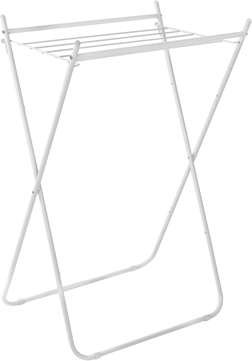 Honey-Can-Do Easy-Fold Collapsible Clothes Drying Rack, Sturdy Metal Laundry Rack Holds 40 lbs, Space-Saving Foldable Towel Rack for Indoor Outdoor Use, Non-Skid Feet, White